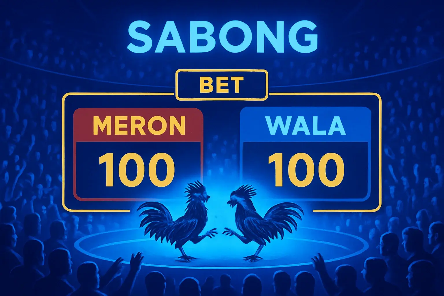 Philippine online sabong interface with Meron red and Wala blue panels