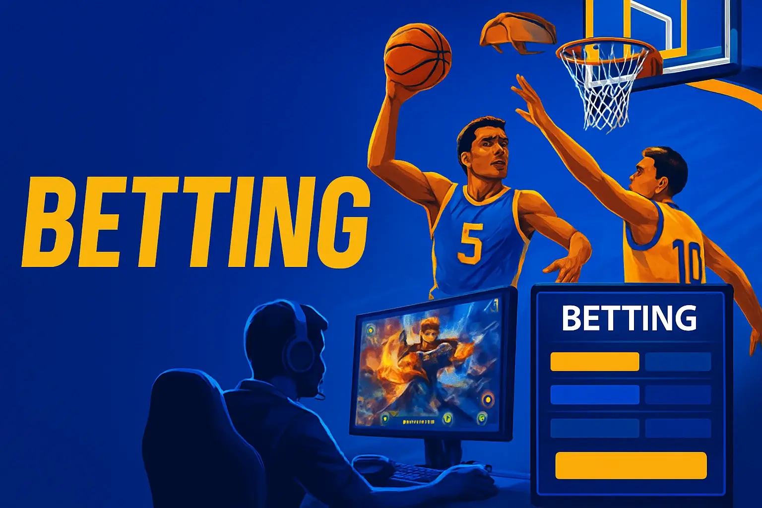 Philippine sports betting banner with PBA action and Mobile Legends overlay